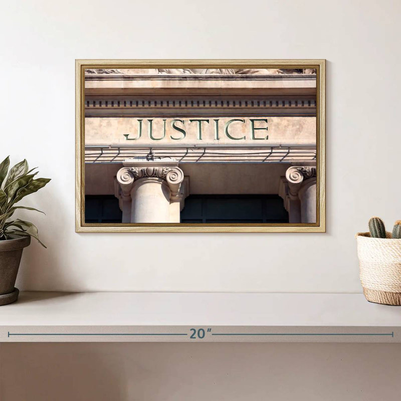 Enseigne de cour de justice, Cadre flottant en bois naturel, 13 po x 9 po