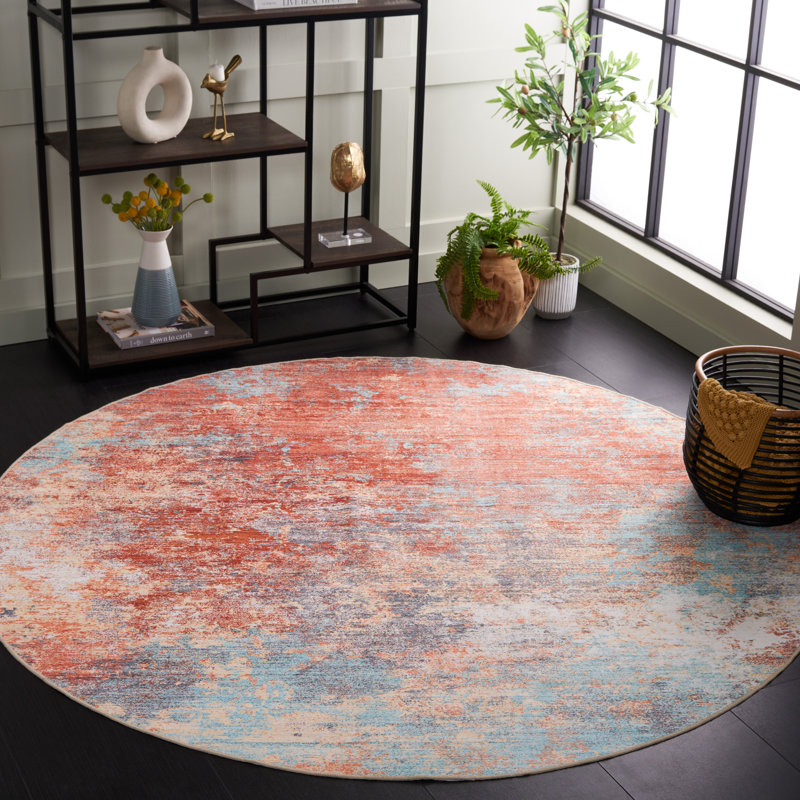 Kochyar Performance Machine Washable Abstract Rug, Round 6'