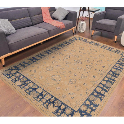 One-of-a-Kind 9' x 11'7'' 2000s Area Rug in Blue/Tan by Arshs Fine Rugs