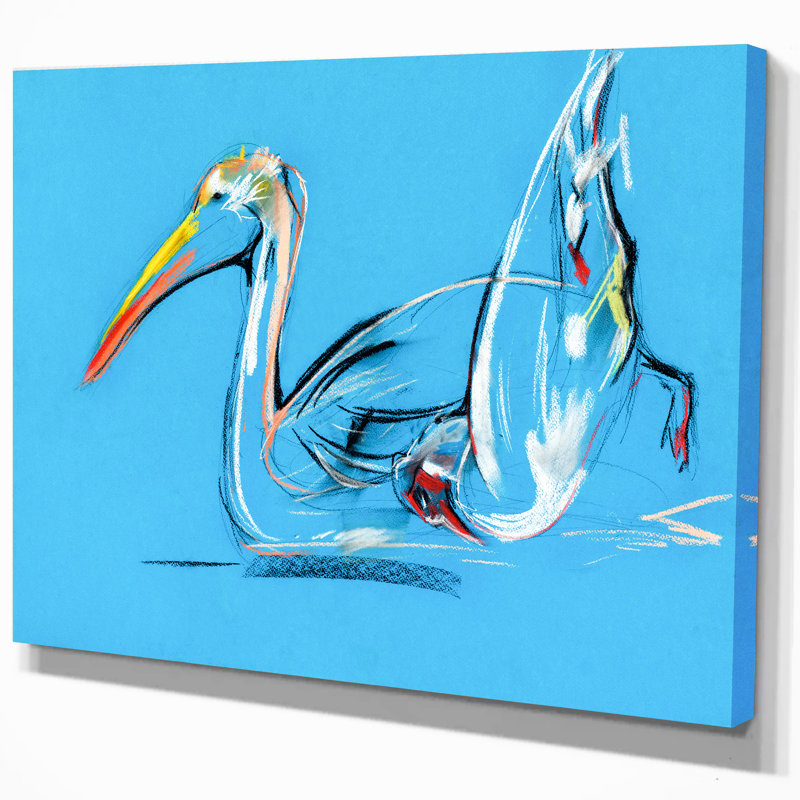 Pélican - reproduction de croquis d'animaux, H 20 po x l 20 po x P 1 po, Toile tendue