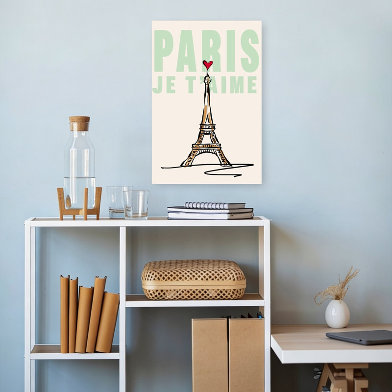 Paris Je T'Aime Minimaliste Architecture Romantique Wall Art Print, H 18 po x l 12 po