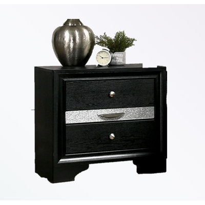 Nightstand with Two Drawers and Hidden Jewelry Drawer