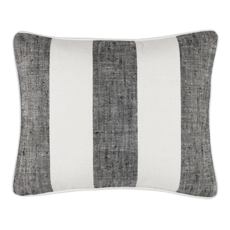 Awning Polyester Indoor/Outdoor Pillow Cover, Rectangle 16"H x 20"W, Black Striped