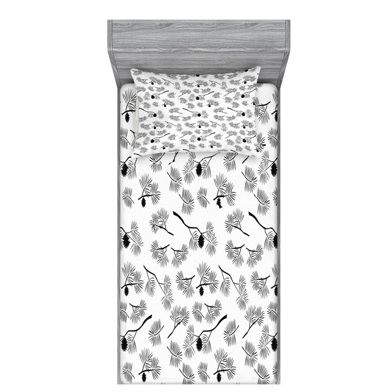 Microfiber Floral Fitted Sheet, Twin Fitted Sheet with 1 Pillowcase
