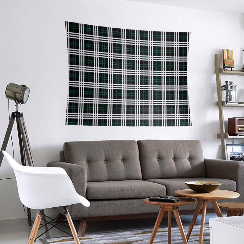 Tapisserie en microfibre New York Fly, Noir / Vert / Blanc, H 68 po x l 80 po