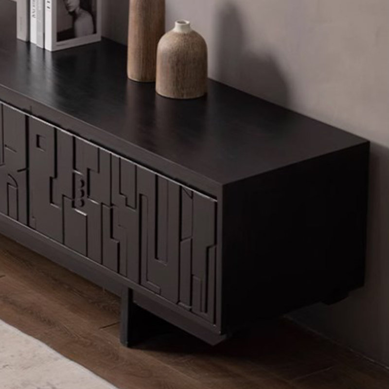 Meuble télé noir à design créatif personnalisé, 21.65" H x 55.11" L x 17.71" W