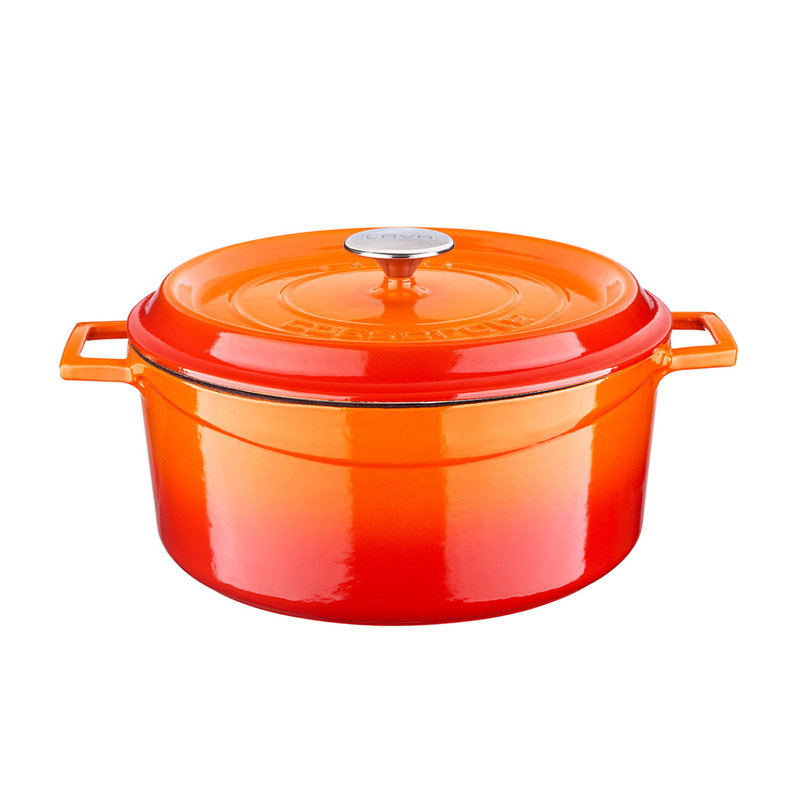 7-Quart Orange Enameled Cast Iron Dutch Oven with Lid