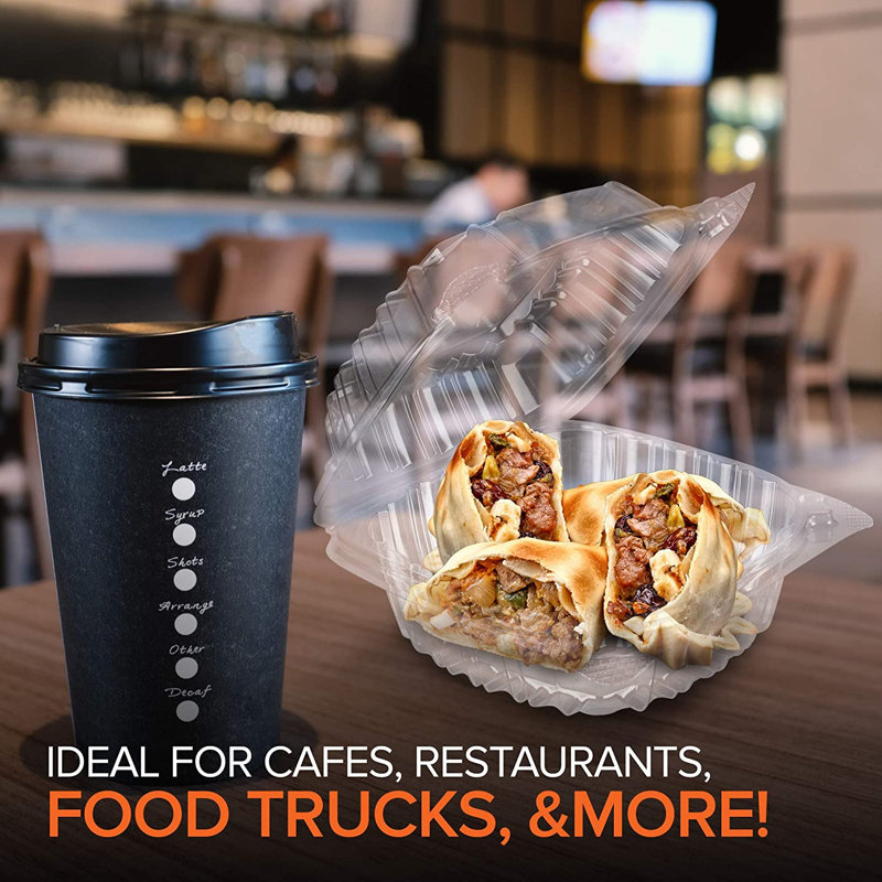 6"x6" Seal Hinged-Lid Clear Plastic Containers Take-out Containers