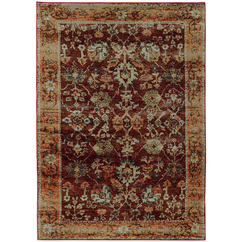 Tapis rouge / orange Tuma, Rectangle 1 pi 10 po x 3 pi 2 po