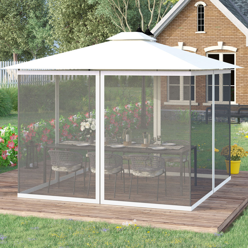 Filet de remplacement pour pavillon de jardin 10 pi x 13 pi, blanc. Gardes à ailes de débris. Méthode d'installation simple. Convient à différentes versions de 10 pi x 13 pi. Composé