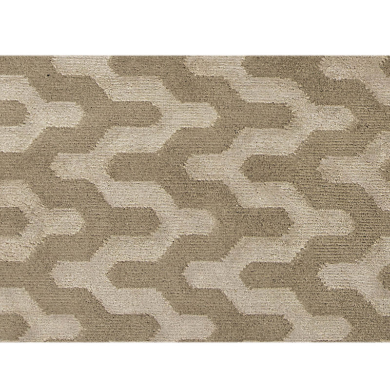 Hand Knotted Area Rug in Beige And Ivory, Rectangle 6' x 9'