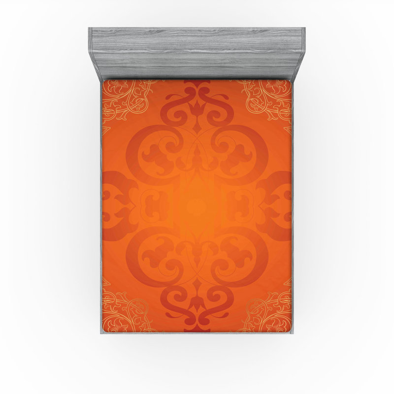 Drap-housse orange Ambesonne, Orange / jaune oriental, Drap-housse très grand californien