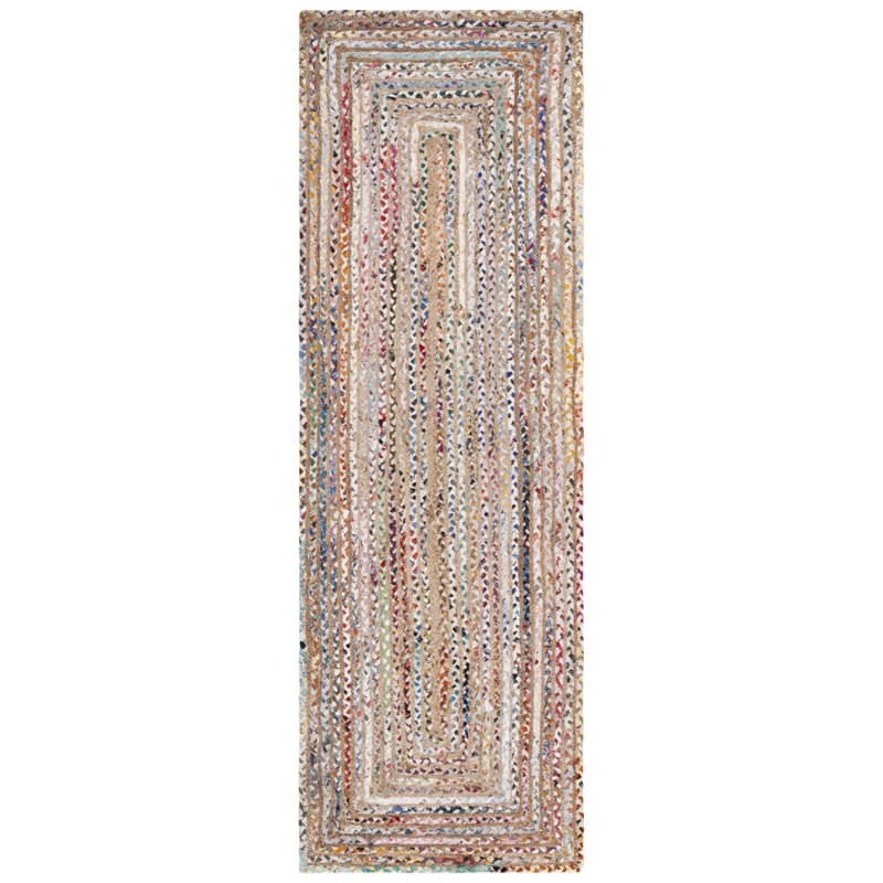 Herzig Flatweave Cotton Beige/Yellow Rug, Runner 69 x 244 cm