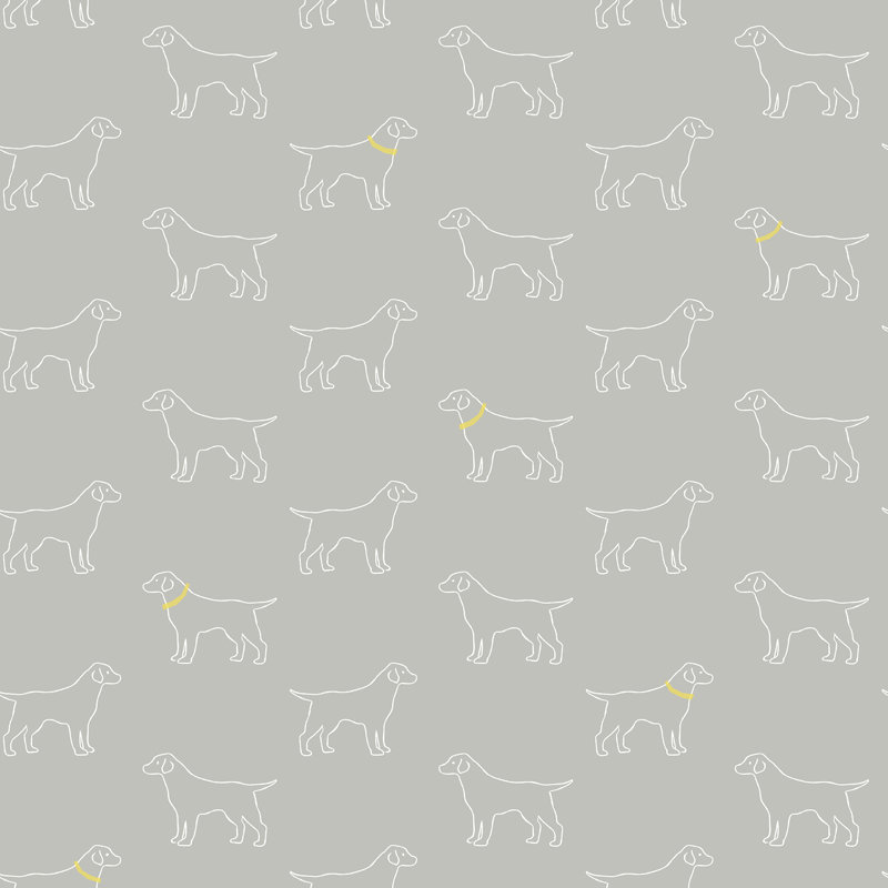 Tynemouth White Dog Wallpaper, Slate
