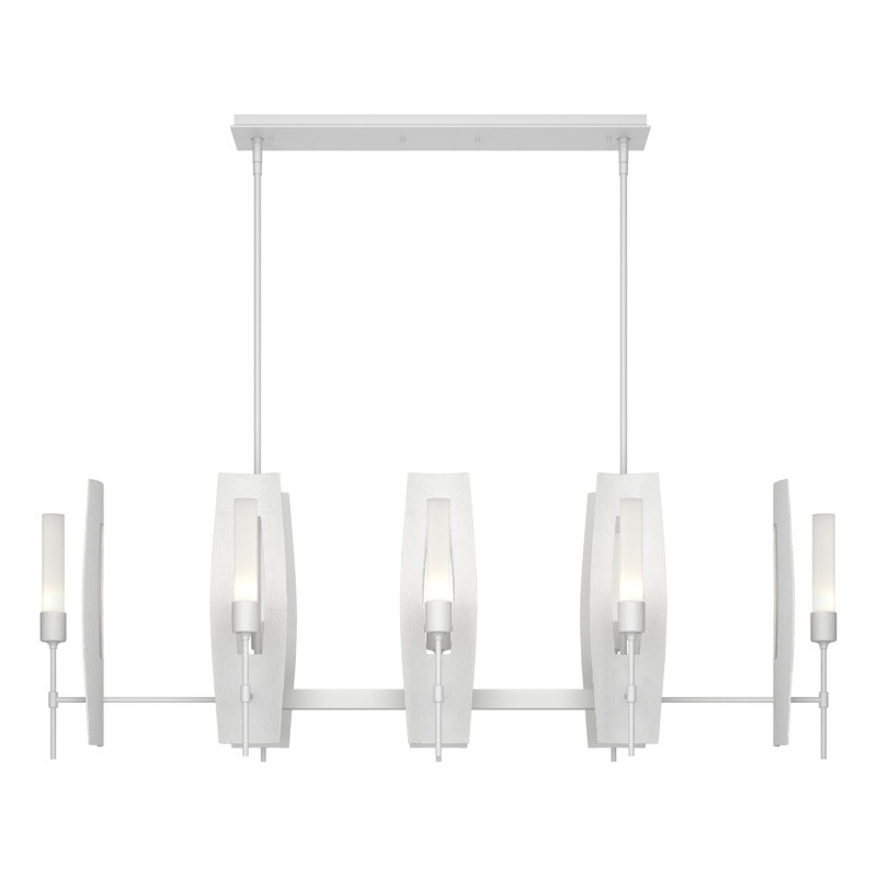 Luminaire suspendu linéaire à 8 lumières pour îlot de cuisine Passage, Givré, Blanc