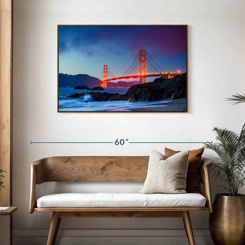Baker Beach et le Golden Gate, Cadre flottant noyer, 43 po x 29 po