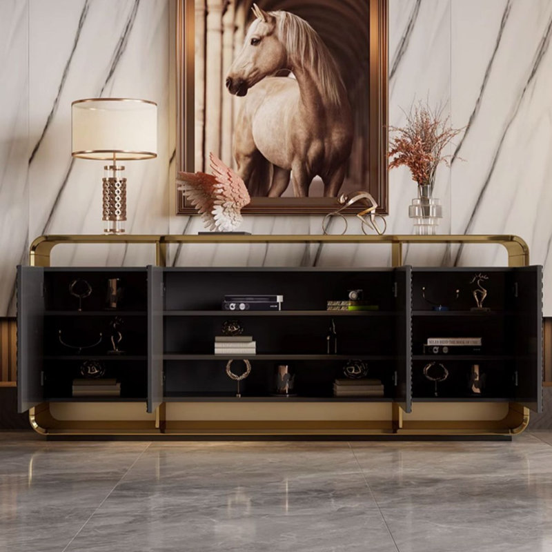 Credenza, 33.46" H x 62.99" W x 15.75" D, Dark Gray