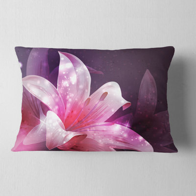 Shining Pink Fractal Flower - Floral Printed Pillow