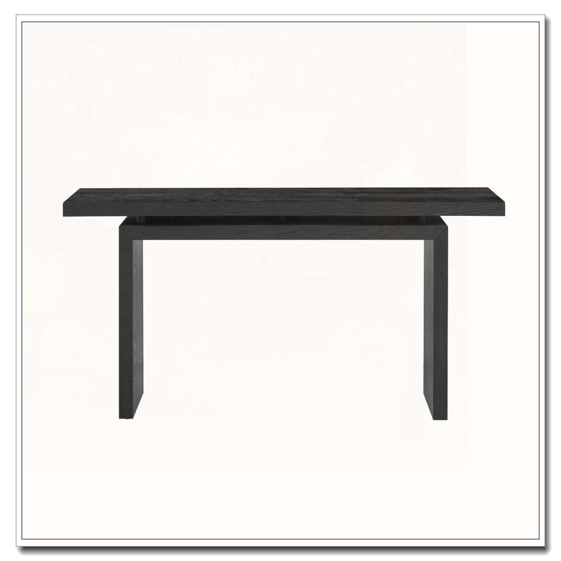 59.1"Long Ash Veneer Console Table, Black