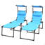 Chaise longue d'extérieur 2 pièces, chaise longue pliante à dossier réglable, chaise de bronzage coussinée avec toit pare-soleil et appui-tête