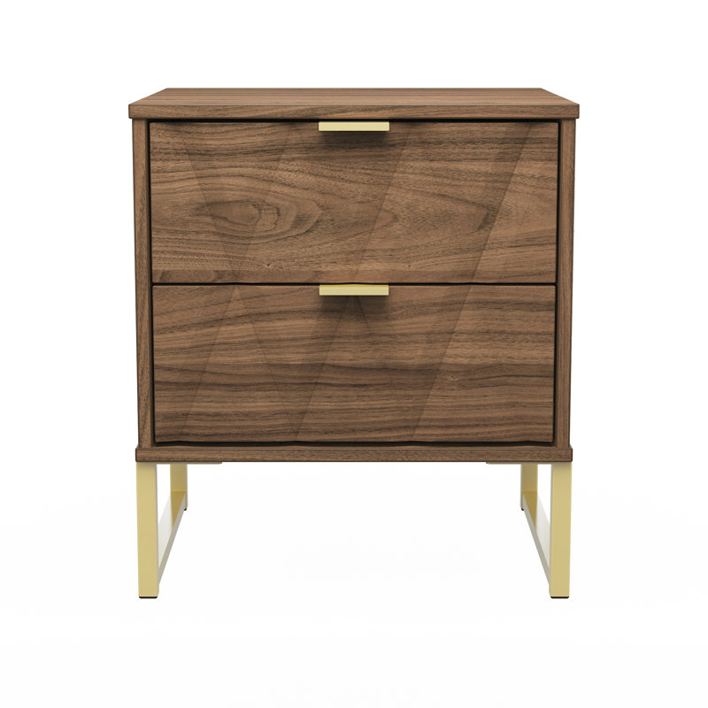 Baturhan 2 Drawer Bedside Cabinet (Ready Assembled), Carini Walnut