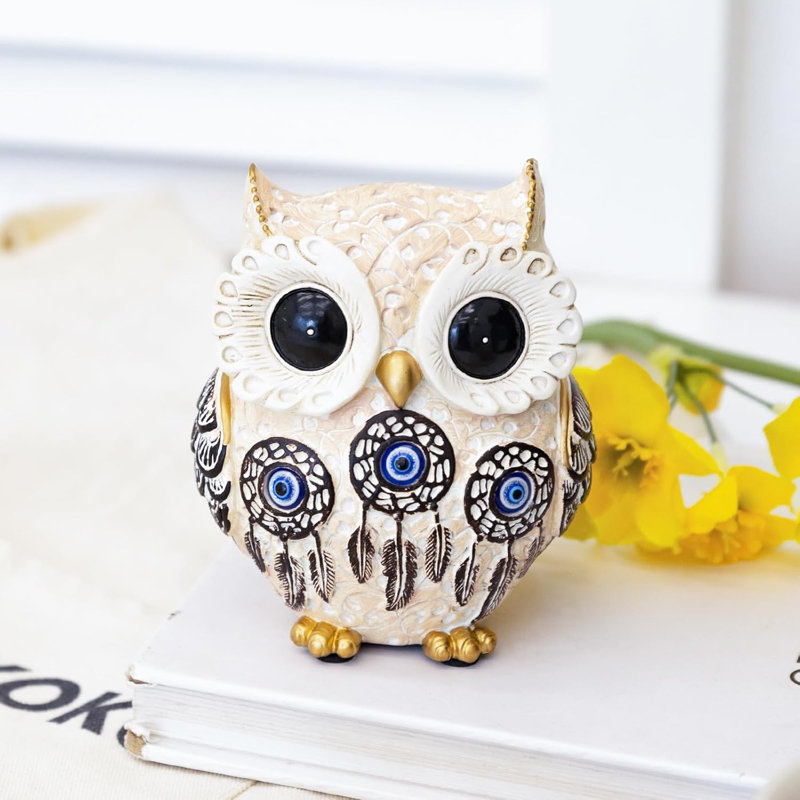 Statue hibou mauvais œil et attrape-rêves - symbole de sagesse fait à la main