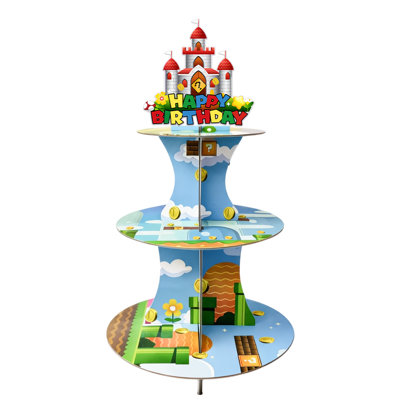 Super Mario Cupcake Stand, 1pcs Super Mario Theme Cupcake Stand Birthday Party Decorations