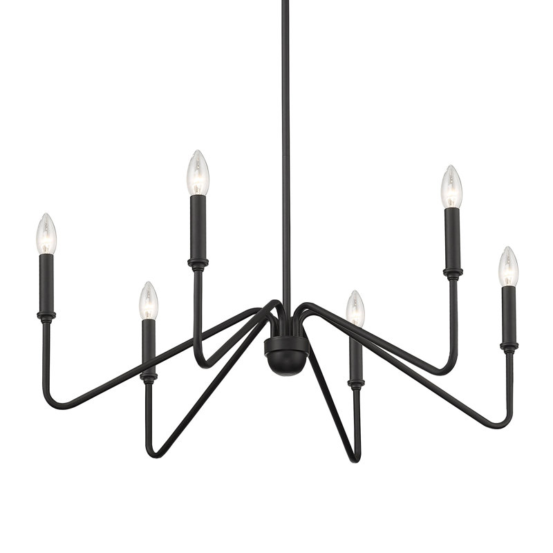 Roin 6 - Light Steel Dimmable Round Chandelier, Natural Black