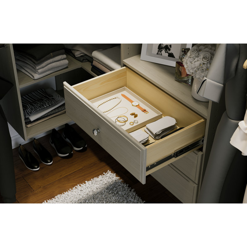 Système d'organisation de garde-robe en angle de l 65 po à 113 po (peut être coupé pour s'adapter), Gris patiné