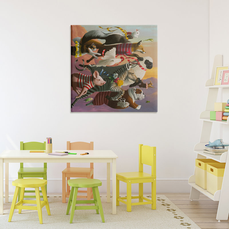 Toile «Thick As Thieves Animals», conception par Heather Gauthier, H 30 po x l 30 po