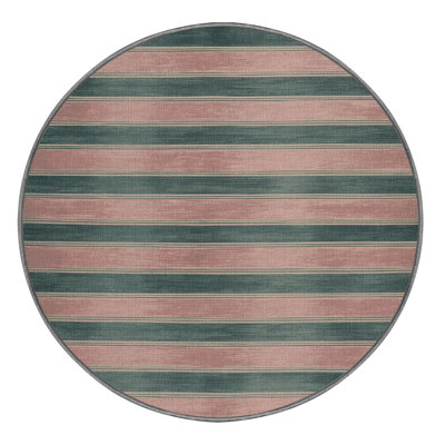 Machine Washable Horizontal Stripes Brown Area Rug