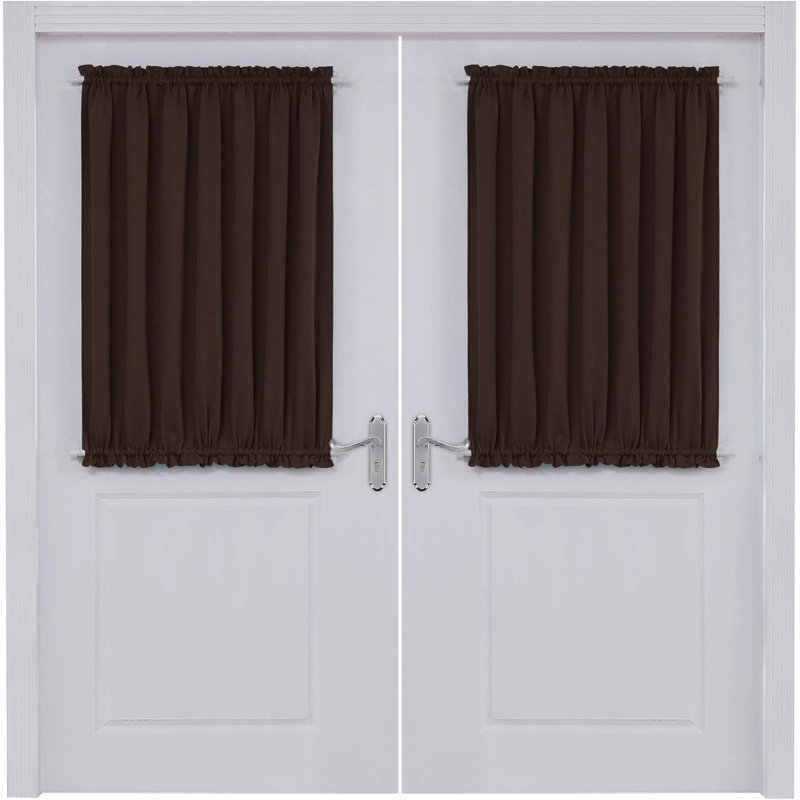 Nuhamin Blackout Curtain Pair, 137cm wide x 102cm high, Dark brown