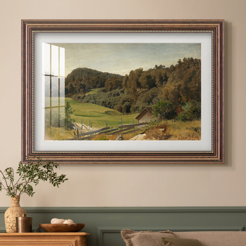 Paysage à Ljan, 1858-Hans Gude-Impression encadrée personnalisée, 16 po x 22 po, Framed Print with Mat, Classic Mahogany