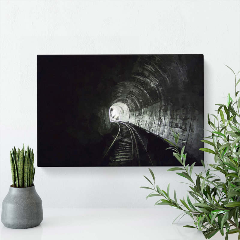 Train Railway Tunnel In Abstract - Wrapped Canvas, 50cm H x 76cm W x 3cm D