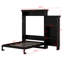 Lit escamotable avec tablettes de rangement, armoire et décoration à persiennes, lit plateforme pliable en bois avec tête de lit