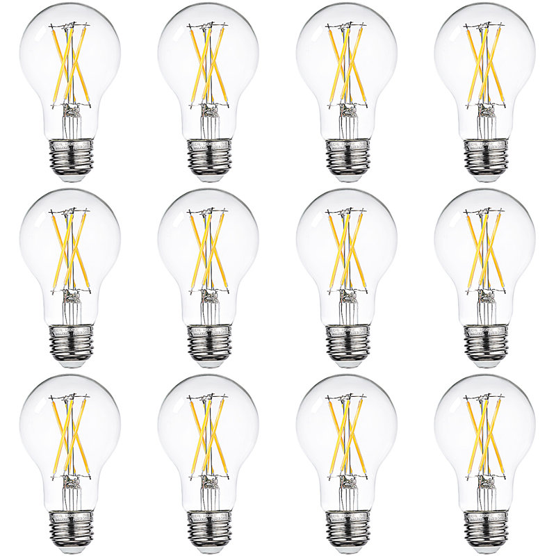 A19 LED Light Bulbs, 7W 60W Equivalent, Dimmable, E26 Base, 2700K