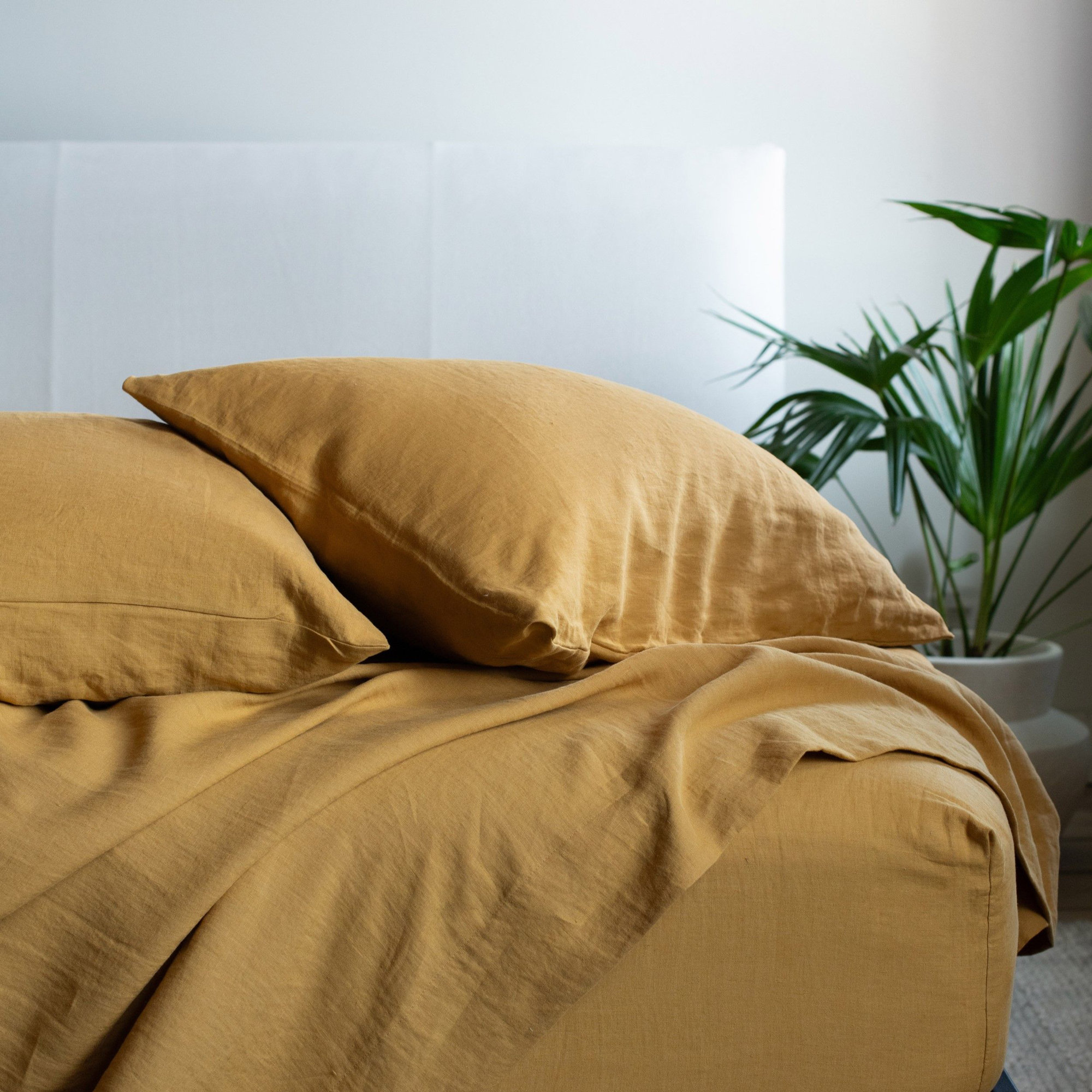 100% French Linen Sheet Set, Honey, Twin Sheet Set with 1 Pillowcase
