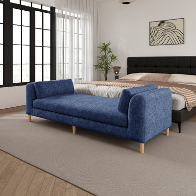 Modern Upholstered Chaise Lounger Daybed,Accent Bench With Bolster Pillows by George Oliver