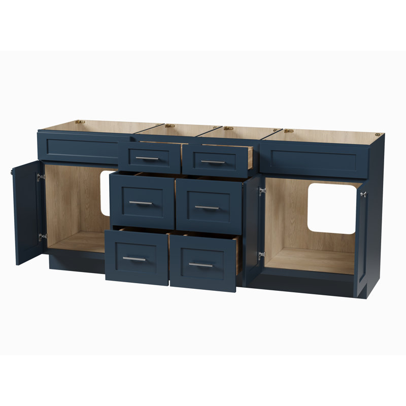 Meuble-lavabo double Disar 78'' (base seulement), Bleu