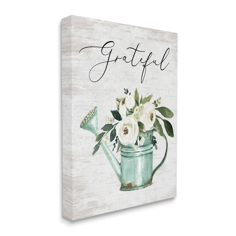 Bouquet de fleurs avec arrosoir rétro Grateful Sentiment, H 30 po x l 24 po x P 1,5 po, Toile tendue