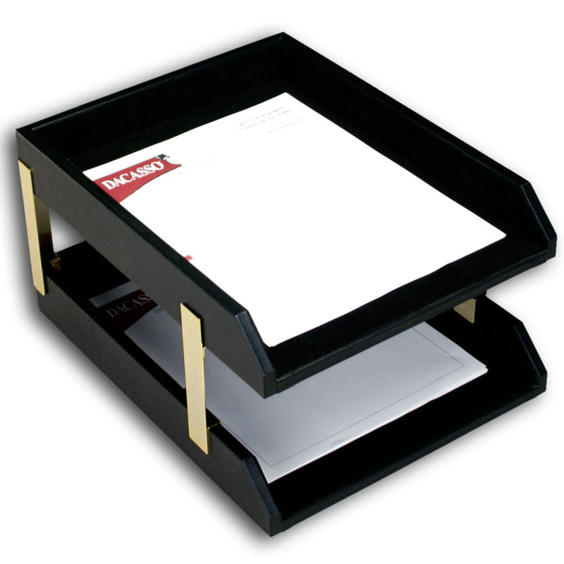 Leather File Organizer, 7.25" H x 10.63" W x 13.75" D, Gold