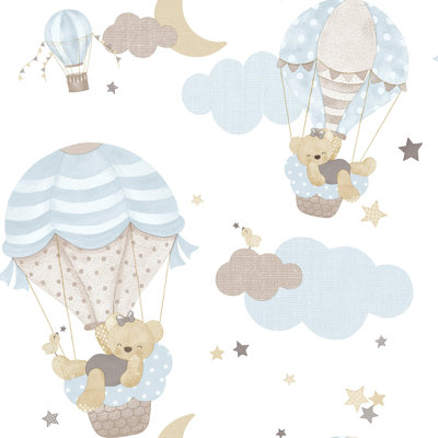 Nerijus Little Explorers 2 Hot Air Balloons Wallpaper Roll