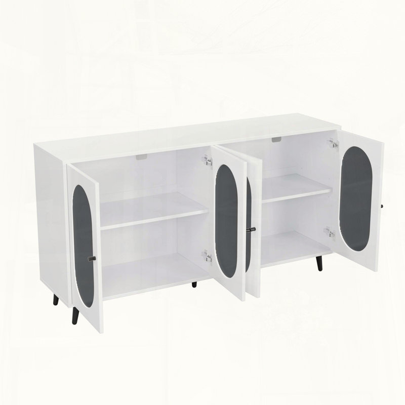 White Modern Buffet Cabinet with Acrylic Doors