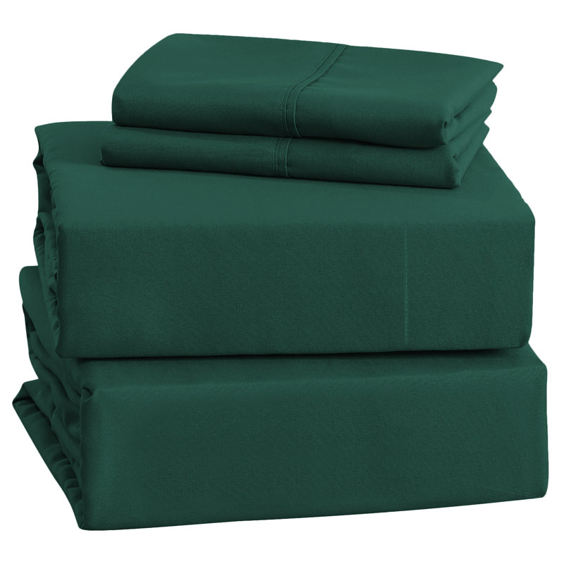 Ensemble de draps en microfibre brossée douce Hotel Luxury avec draps et taies d'oreiller très doux, Vert
