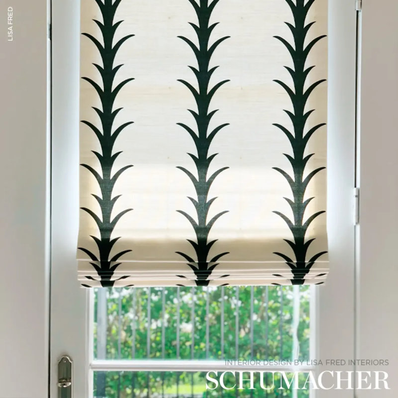 Schumacher x Celerie Kemble Acanthus Stripe Fabric, Carbon