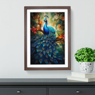 Peacock Contemporary - Single Picture Frame Print on Wood