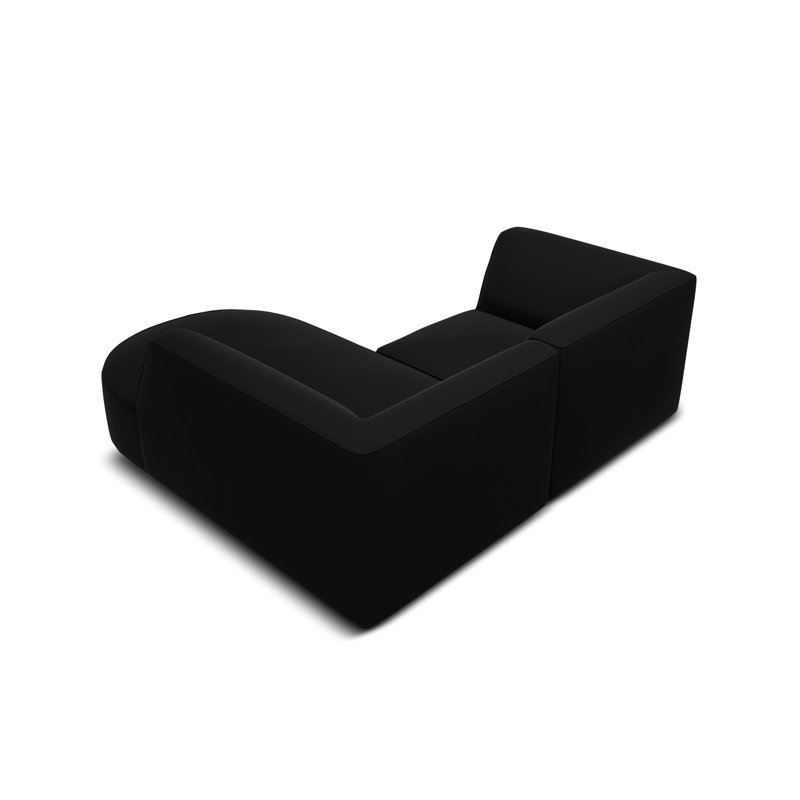 Adoraim 3 Seater Velvet Corner Sofa , Right Hand Facing, Black