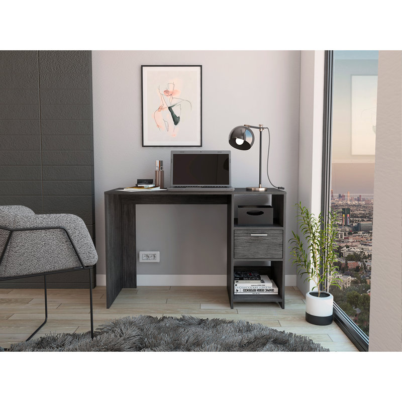 Omma Computer Desk, One Drawer, Two Shelves