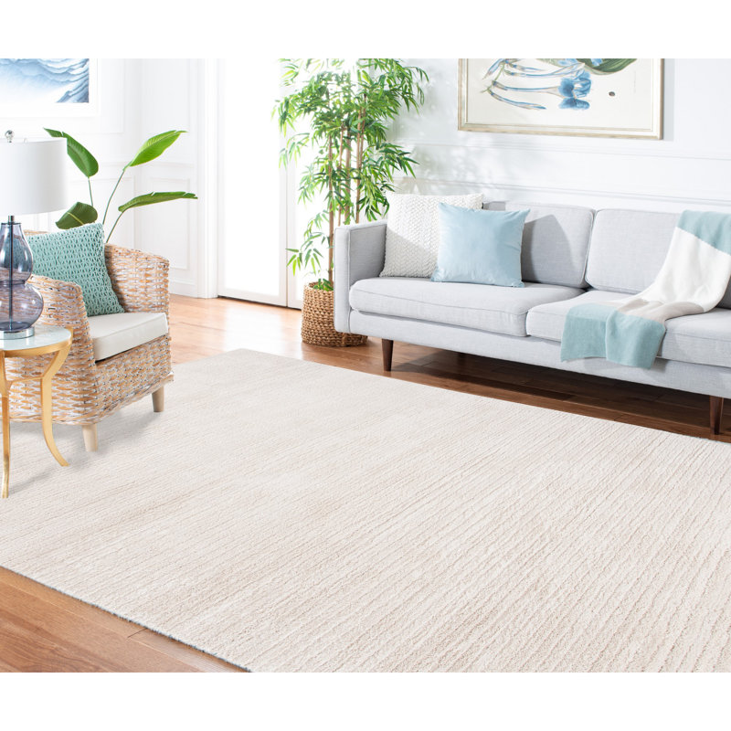 Ivory Shag Elegance 4' x 6' Hand-Knotted Synthetic Area Rug