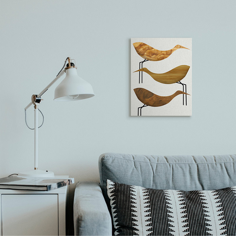 «Abstract Abstract Wood Storks Rustic Birds» par Daphne Polselli, reproduction d'art graphique, Toile tendue